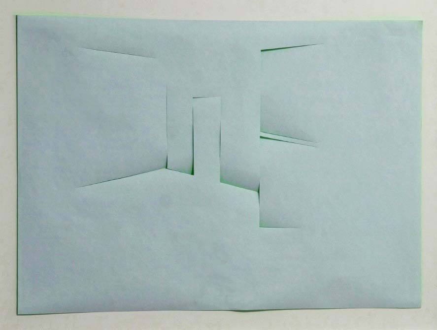 Marie-Jeanne Hoffner, série GLOW CUTS, #green, papier fluorescent incisé, 60x90 cm, 2011
